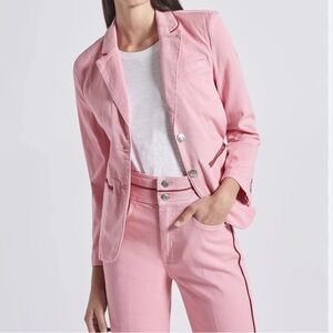 Current / Elliott Sea Pink The Denim Taxi Line Notched Collar 2 Button Blazer 3